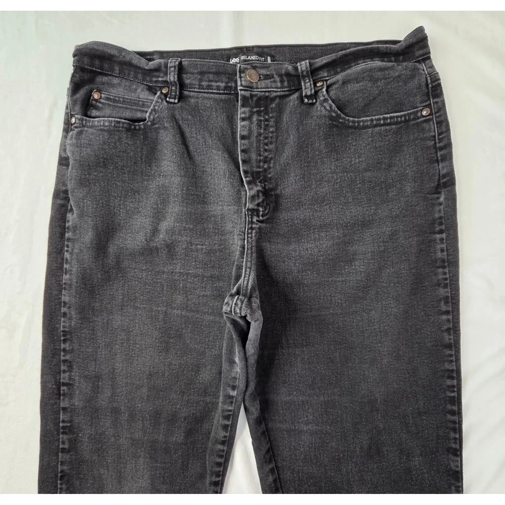 Lee Jeans Women‎ 16 Medium Black Relaxed Fit Straight Leg Denim Excellent